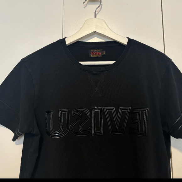 EVISU Black Reverse Logo T-shirt/ tee - Picture 2 of 8